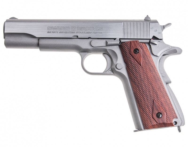 пистолет пневматический Swiss Arms SA1911 Seventies Stainless, к.4,5мм