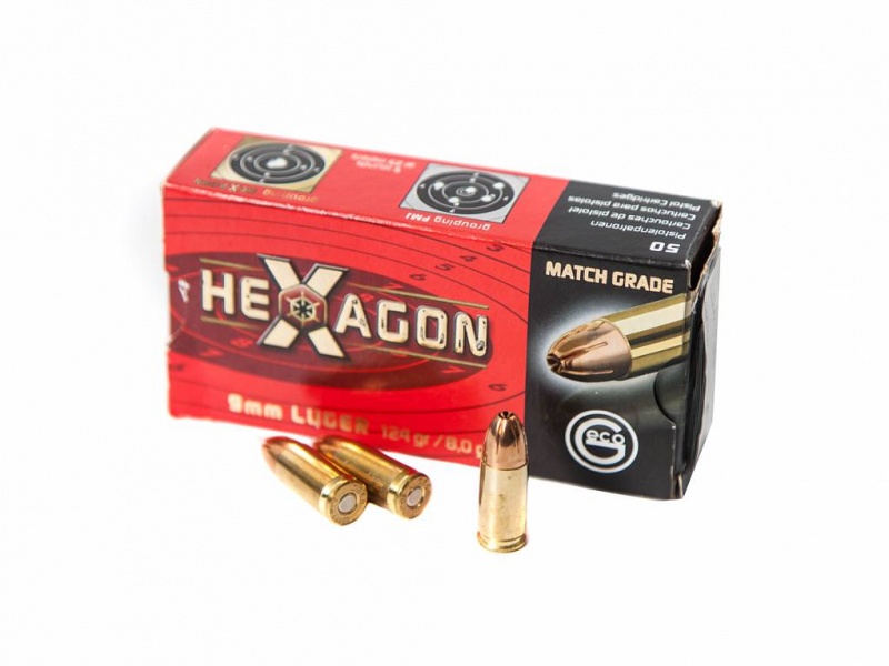 Патрон 9mm Luger Geco Hexagon 8г/124gr (50 штук)