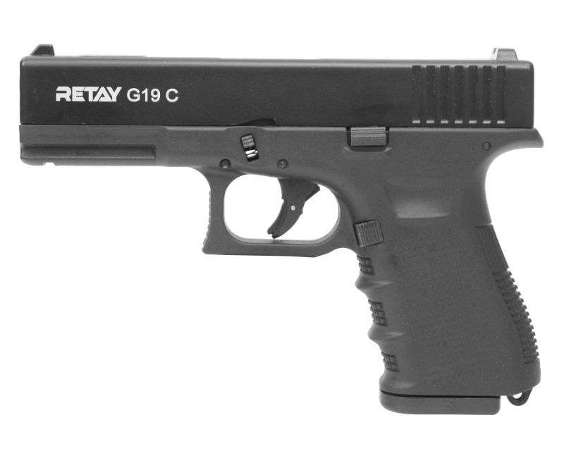 Пистолет охолощенный Retay G19C (Glock 19) 9mm P.A.K. черный