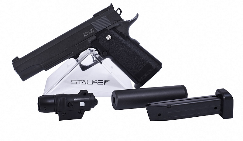 Пистолет пневматический Stalker SA5.1S Spring (Hi-Capa 5.1) +ПБС +ЛЦУ