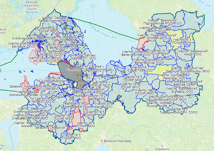 Карта охотугодий СПб