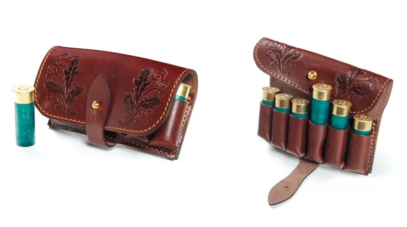 Подсумок VEKTOR кожа на 6 патронов 12 калибра