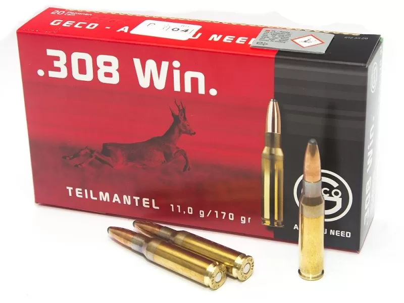Патрон 308 Win. Geco SP 11г/170gr (20 штук)