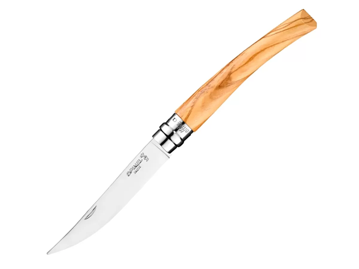 Нож складной Opinel Olive Effile 10 New, филейный, нержавеющая сталь, олива