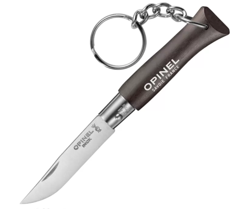 Нож складной Opinel Keychain 04, брелок, нержавеющая сталь, граб, чёрный