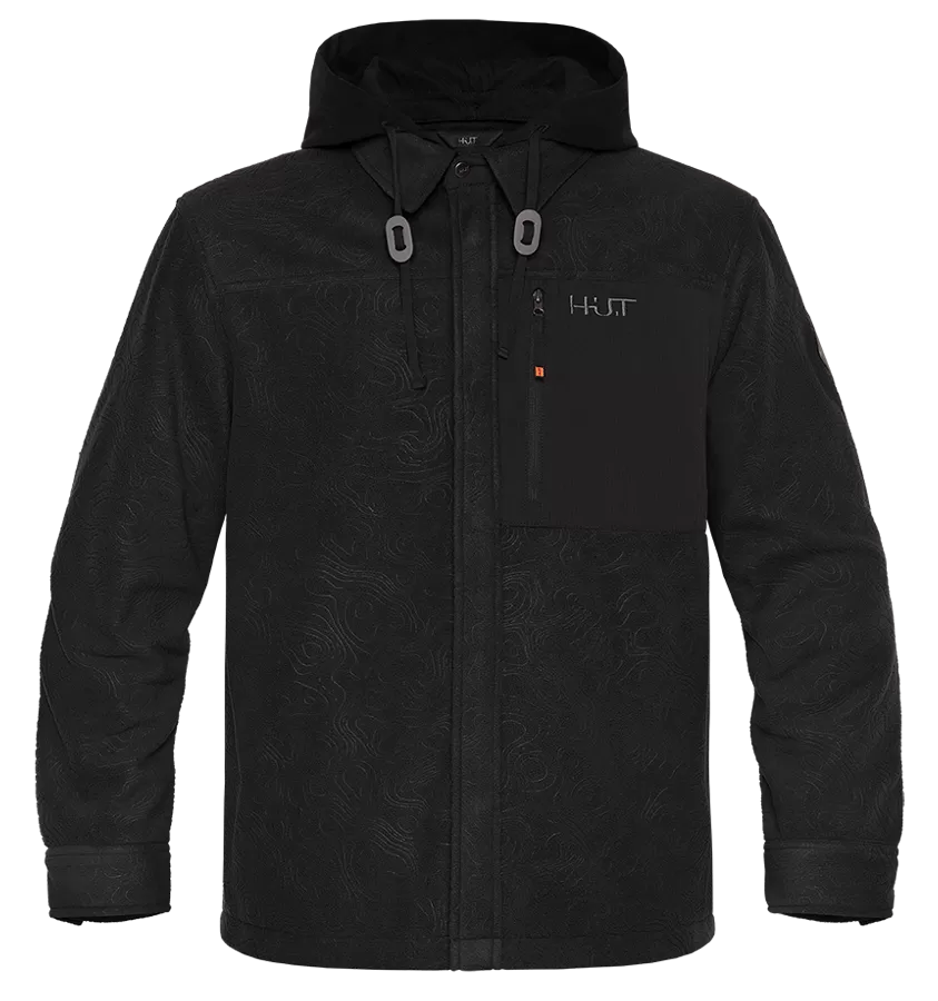 Рубашка мужская H.U.T. Vodla, с капюшоном, флисовая, чёрная