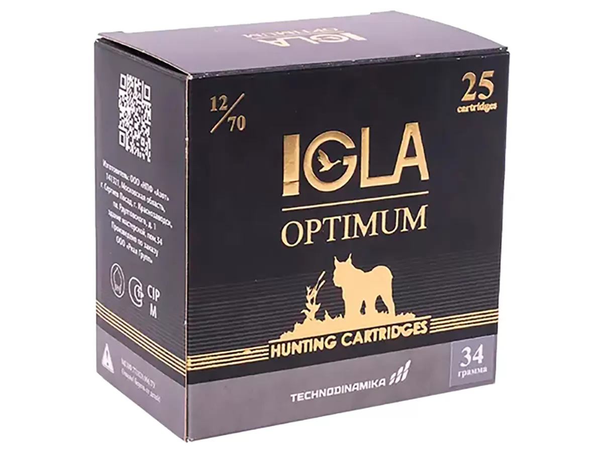 Патрон 12/70 дробь 3 (34г) IGLA Optimum (25 штук)