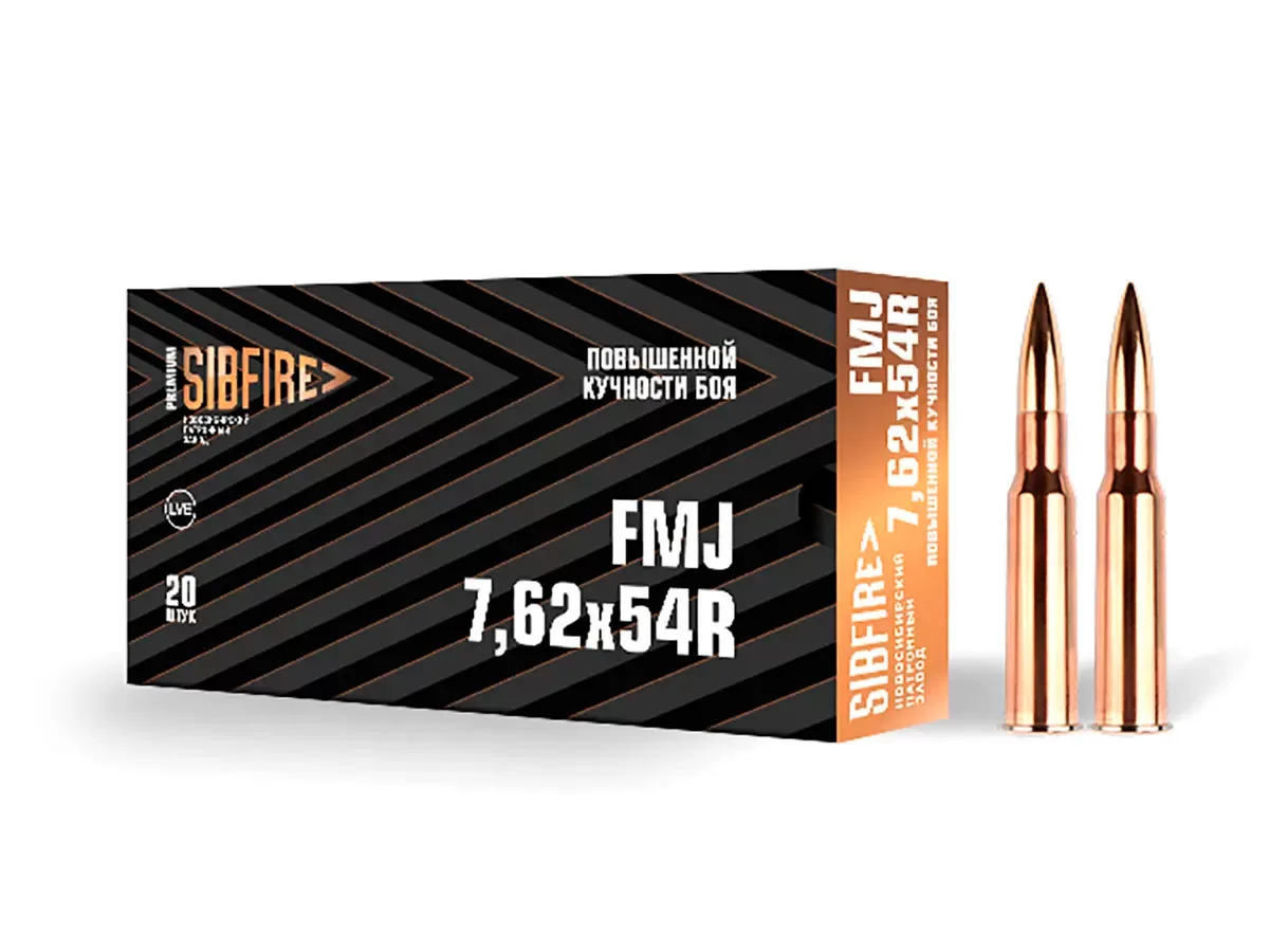 Патрон 7.62x54R НПЗ Повышенной кучности FMJ 13г/200gr томпак (20 штук)