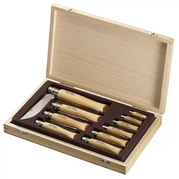 Набор ножей Opinel Tradition 02-12, 10шт., нержавеющая сталь, бук, футляр