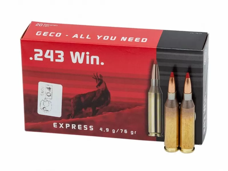Патрон 243 Win. Geco Express SP 4.9г/76gr (20 штук)