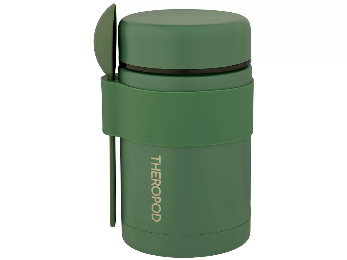 Термос для еды THEROPOD TP-20-520-G 0.52L, нержавеющая сталь, ложка,зелёный