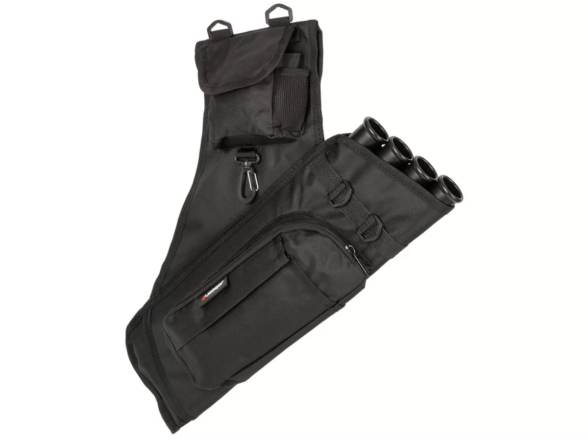 Колчан поясной Stinger, полиэстер, 4 пластиковые трубки, 6 карманов, чёрный