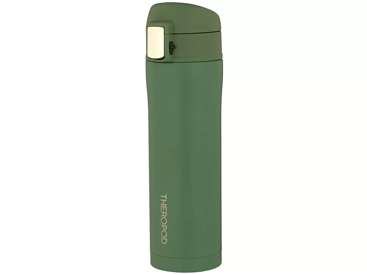 Термокружка THEROPOD TP-19-420-G 0.42L, откидной механизм, зелёный