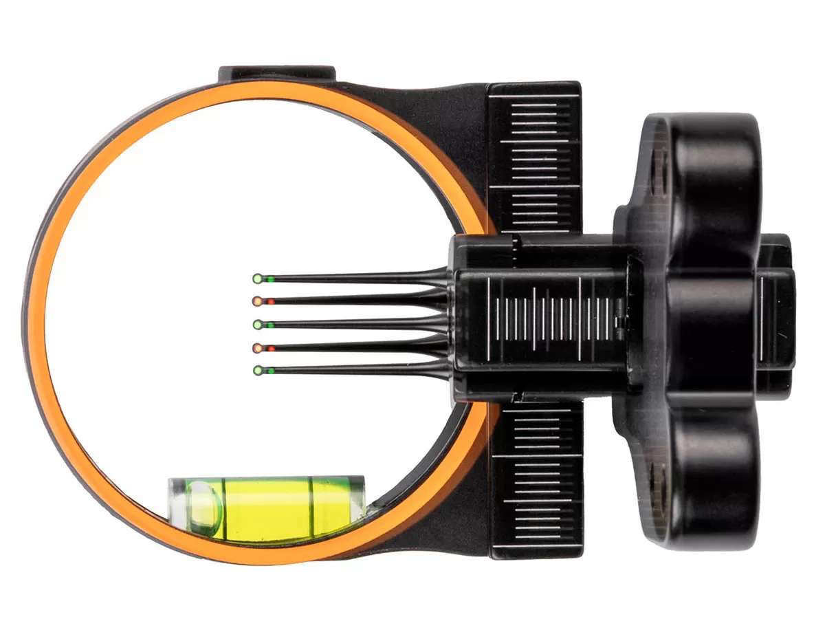 Прицел для блочного лука Stinger, 5 пинов, пузырьковый уровень, подсветка