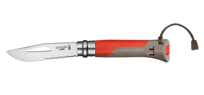 Нож складной Opinel Outdoor 08, нержавеющая сталь, полимер, красный/серый