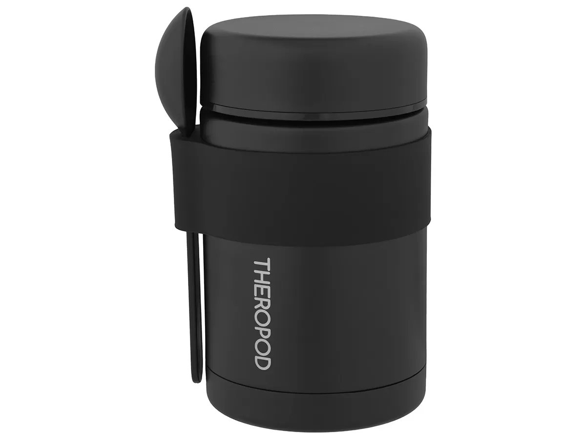 Термос для еды THEROPOD TP-20-520-B 0.52L, нержавеющая сталь, ложка, чёрный