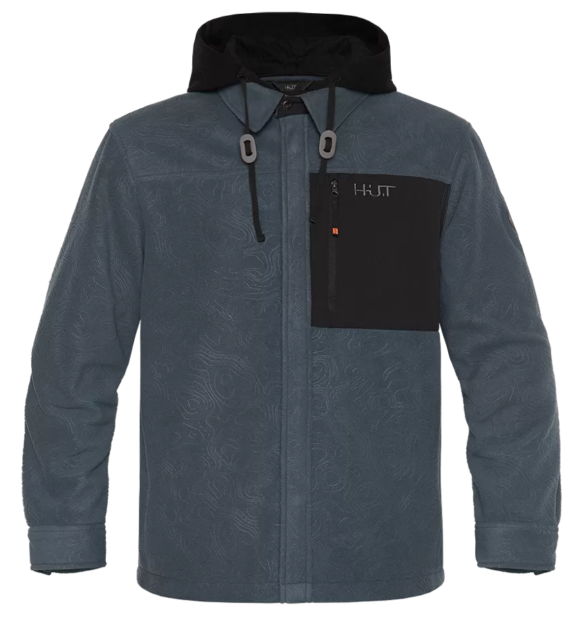 Рубашка мужская H.U.T. Vodla, с капюшоном, флисовая, серая