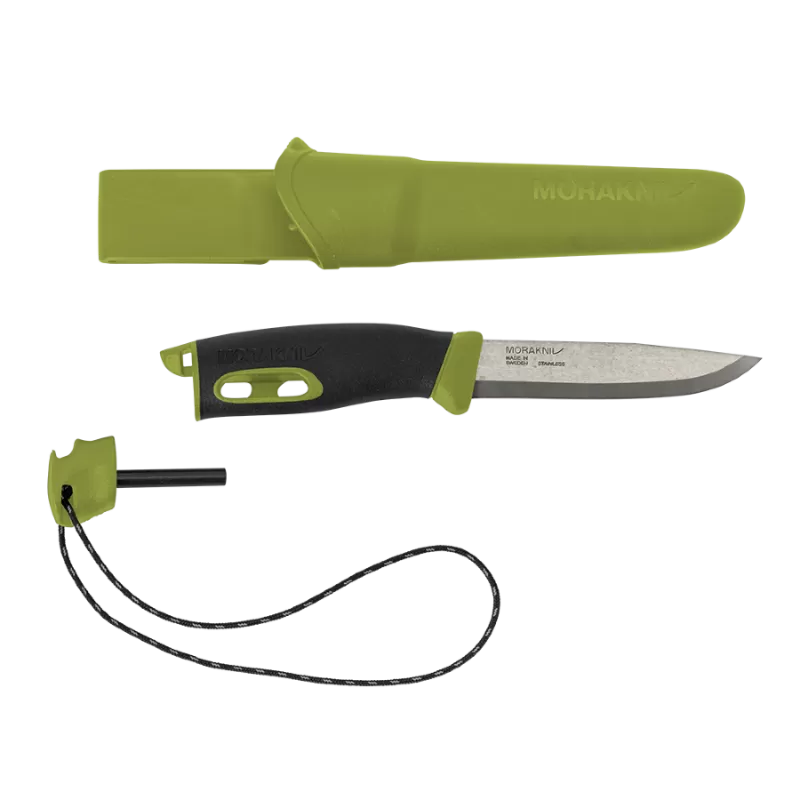 Нож Morakniv Companion Spark, с огнивом, зелёный