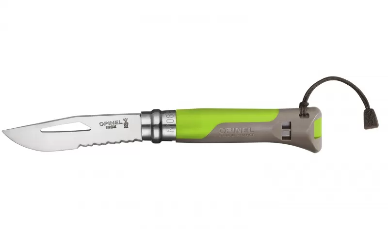 Нож складной Opinel Outdoor 08, нержавеющая сталь, полимер, зелёный/серый