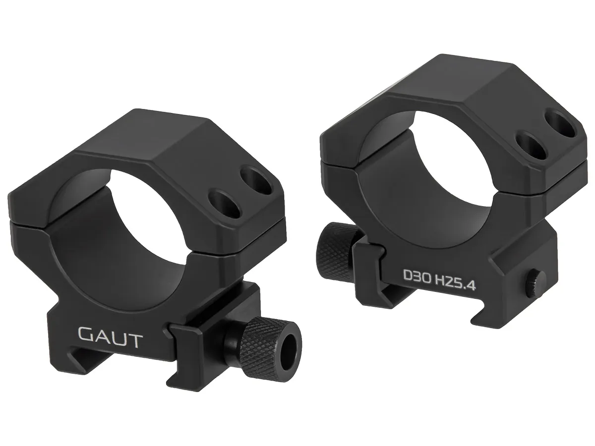 Кольца Gaut 30мм на Picatinny, небыстросъёмные, низкие, H=10,4мм, BH=25,4мм