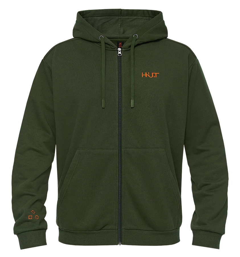 Толстовка мужская H.U.T. Motto, с капюшоном, на молнии, хаки