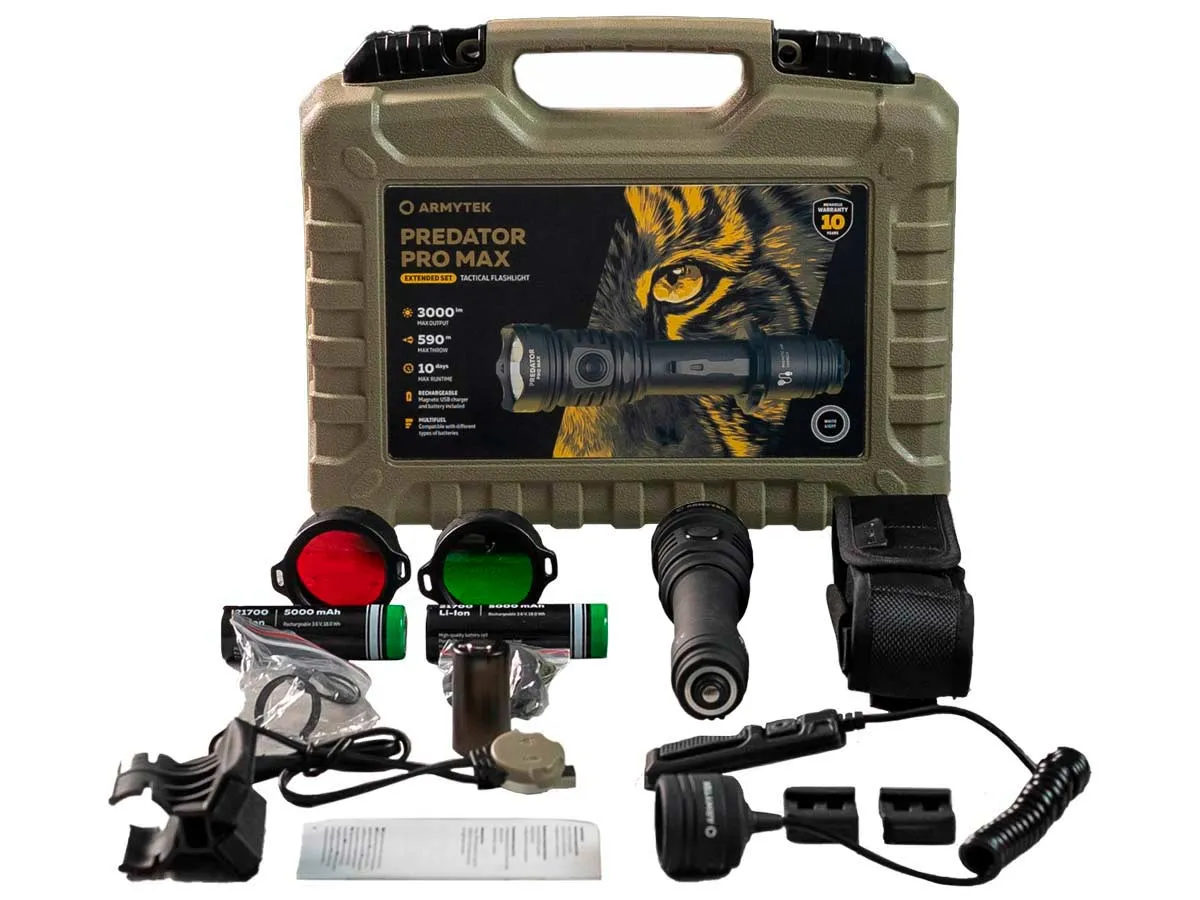 Фонарь Armytek Predator Pro Max Extended Set 3000 lm комплект свет белый