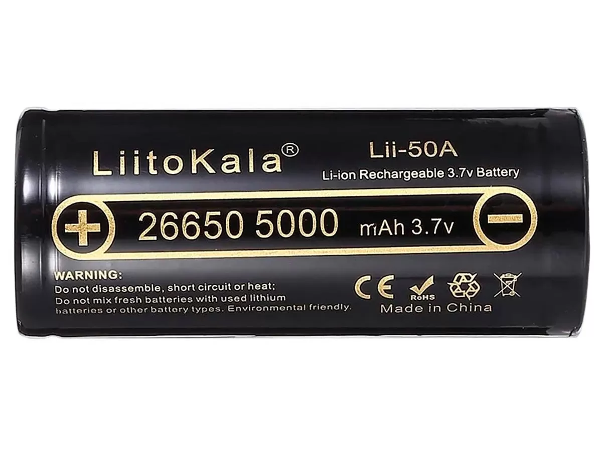Аккумулятор 26650 Li-Ion LiitoKala Lii-50A 5000 mAh 3.7V без защиты