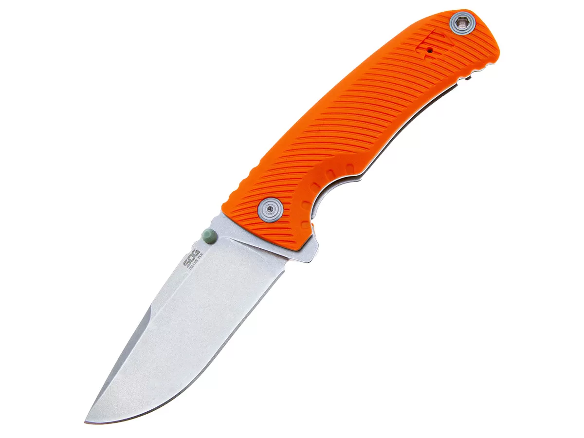 Нож складной SOG Tellus FLK Blaze, сталь Cryo 440C, рукоять GRN