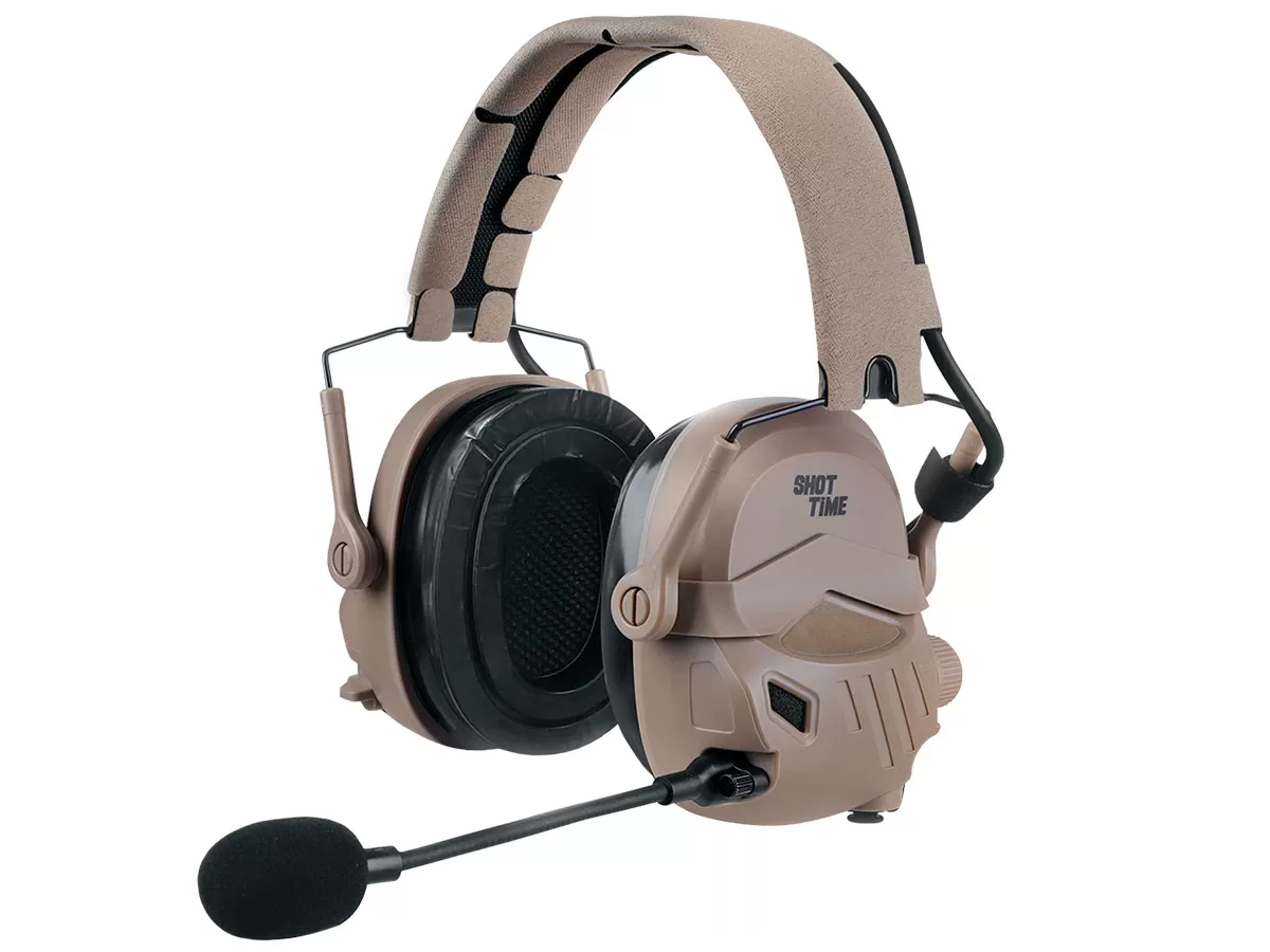 Наушники активные ShotTime с подключением к радиостанции, NRR 26dB, Tan