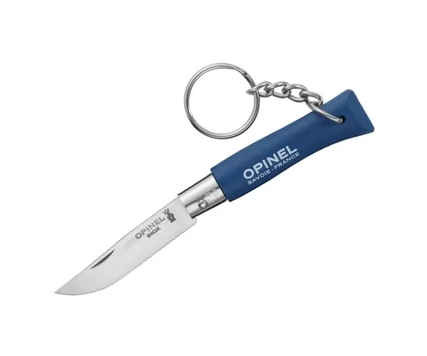 Нож складной Opinel Keychain 04, брелок, нержавеющая сталь, граб, синий