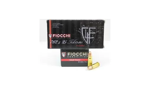 Патрон 7.62x25 Tokarev Fiocchi FMJ 5.5г/85gr (50 штук)