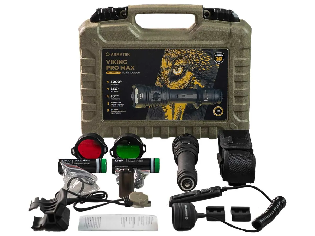 Фонарь Armytek Viking Pro Max Extended Set 5000 lm комплект свет тёплый