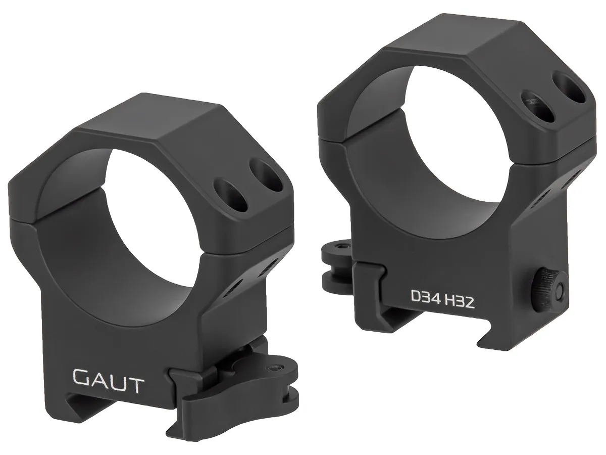 Кольца Gaut 34мм на Picatinny, быстросъёмные, средние, H=15мм, BH=32мм
