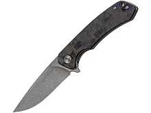 Нож складной GhostBlade Ethereal, D2, 58-62 HRC, рукоять карбон чёрно-синяя