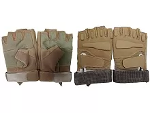 Полуперчатки тактические, мягкие вставки, манжета с патой, две паты, песок