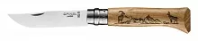 Нож складной Opinel Animalia Chamois 08, нержавеющая сталь, дуб, серна