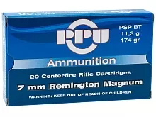 Патрон 7mm Rem. Mag. Partizan PSP BT 11.3г/174gr (20 штук)