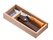 Нож складной Opinel Tradition 08, углеродистая сталь, бук, чехол, футляр