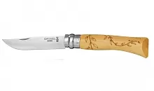 Нож складной Opinel Tradition Nature 07, нержавеющая сталь, самшит, листья
