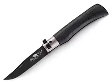 Нож складной Old Bear Total Black M, сталь 1.4060, PTFE, чёрный ламинат