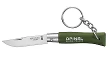 Нож складной Opinel Keychain 04, брелок, нержавеющая сталь, граб, хаки