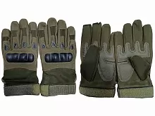 Перчатки тактические, жёсткие вставки, манжета с патой, зелёные