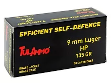 Патрон 9mm Luger TulAmmo HP 8.7г/135gr латунь (50 штук)